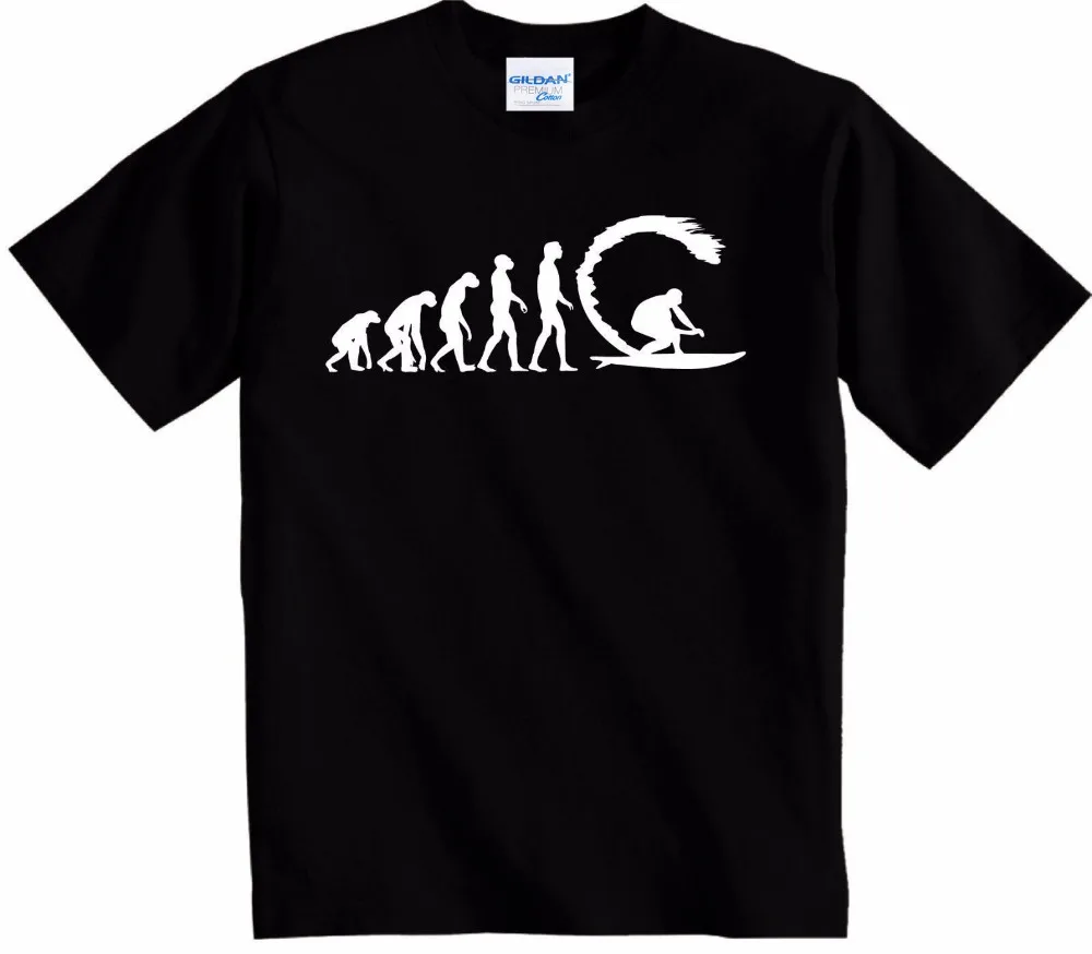 

Модная Летняя мужская повседневная футболка с круглым вырезом, мужские топы, футболки, футболка для серферов с эволюцией серферов, Бесплатн...