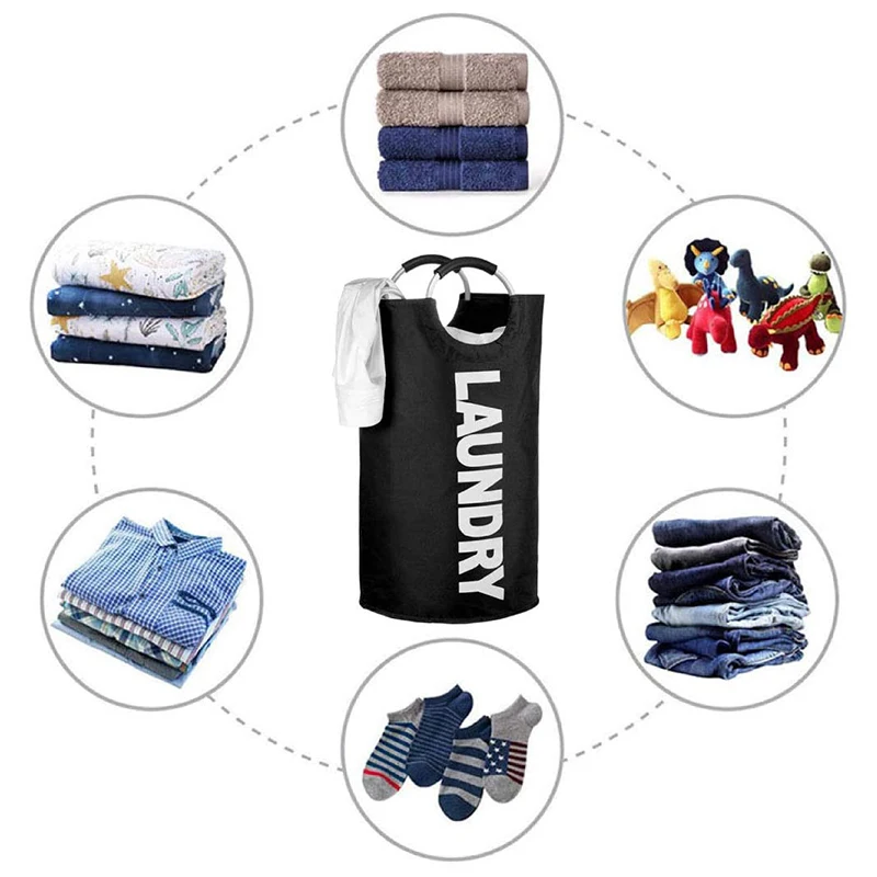 

Laundry Bag 2 Pack Collapsible Oxford Fabric Laundry Basket Hamper Foldable Clothes Laundry Basket with Handles