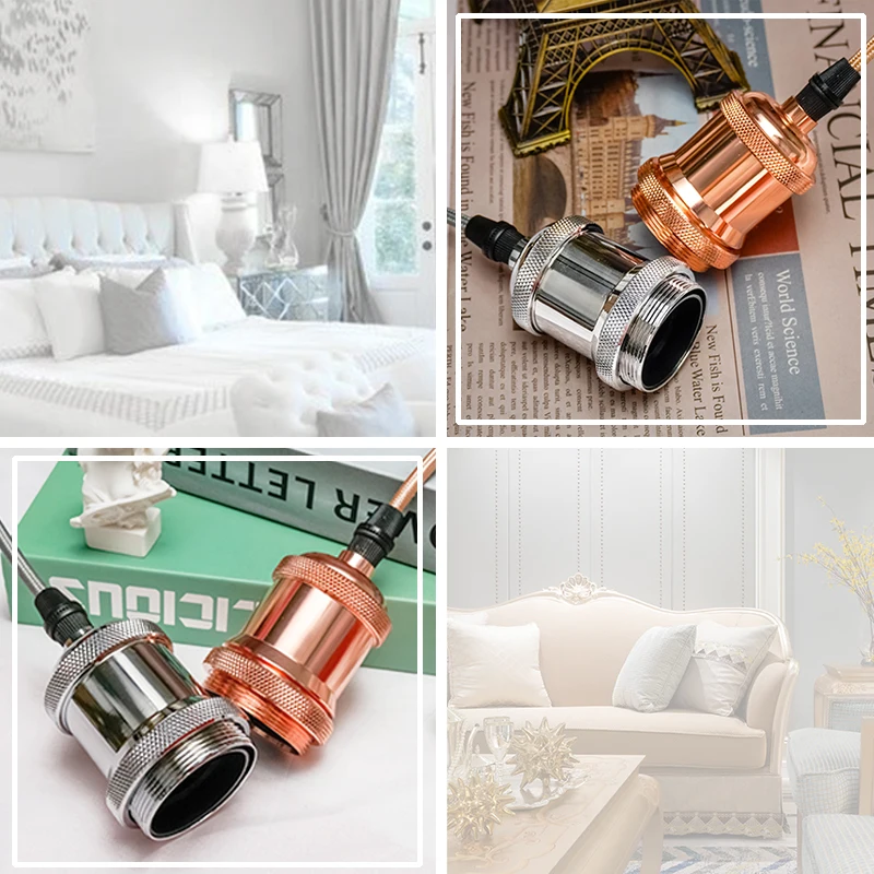 

Vintage Retro Edison Lamp E27 AC 85-265V Pendant Lights Bulb Socket Screw Base Aluminum Light Industrial Lamp Holder Fitting