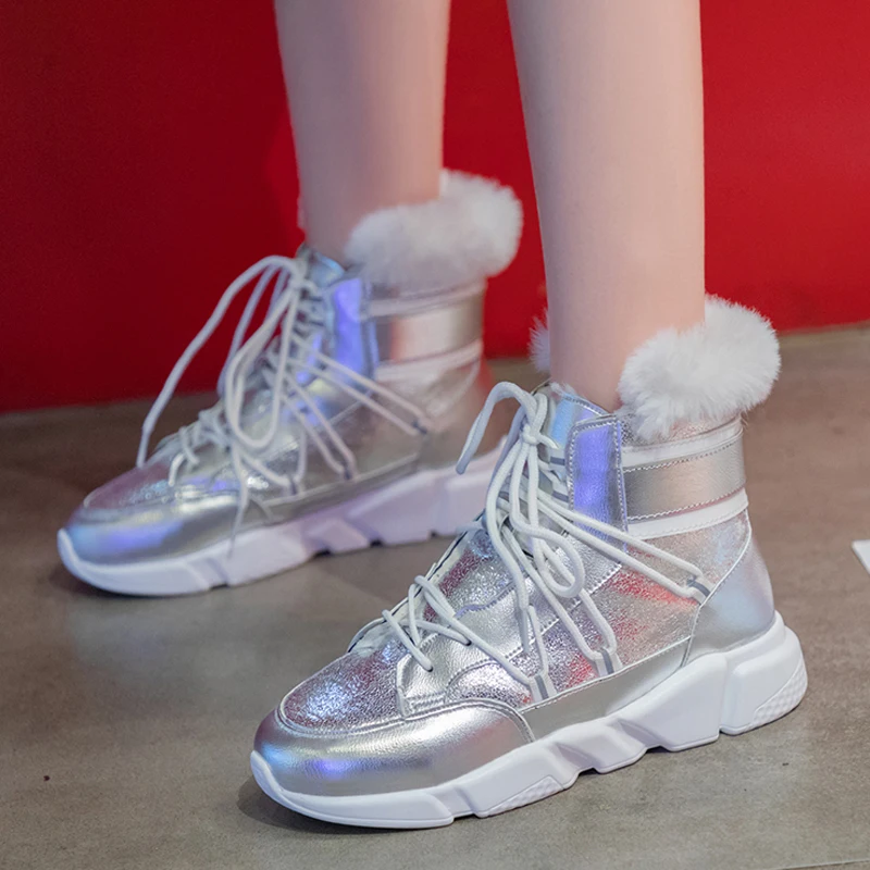 Новинка Женские зимние ботинки Теплые кроссовки из толстого плюша стильные на