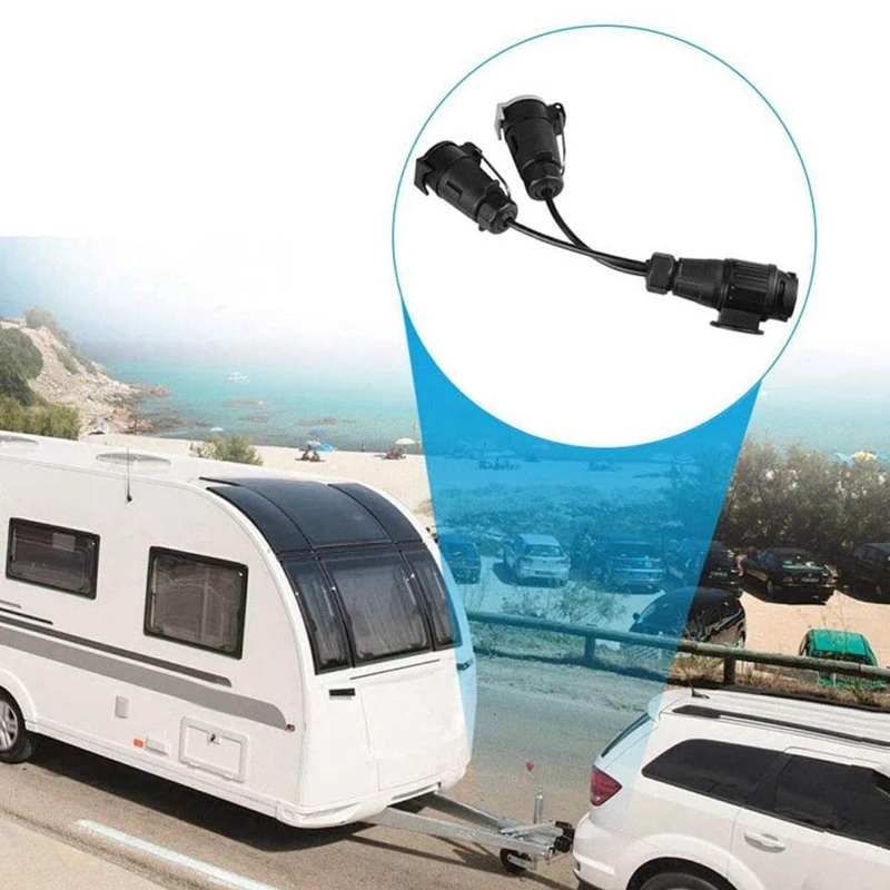 

Trailer Extension Adapter 13-Pin to 7-Pin N and S Extension Cord Adapter Trailer Plug with Cover