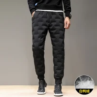 m 5xl winter outdoor man down pants solid thicken windproof warm 80 white duck down filling hiking camping trekking trousers