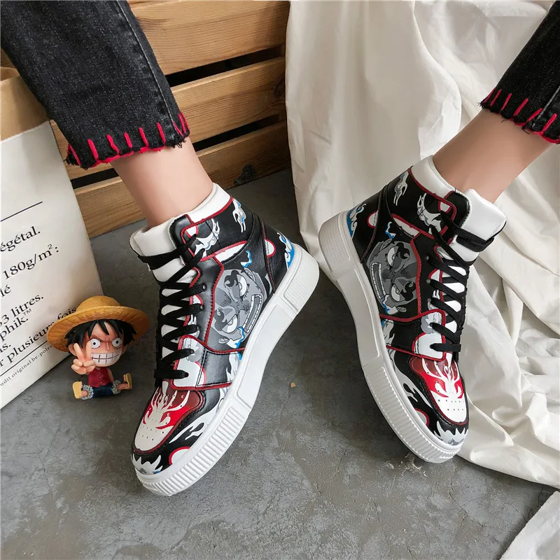 

Vulcanized Shoes Anime One Piece Luffy Cartoon Male Sneakers Women Flats High Top Female Casual Shoes for Man Boy Sneakers Men