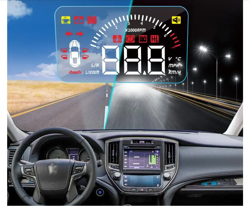 Проектор автомобильного электронного дисплея HUD Head Up Display со спидометром для Toyota Land Cruiser 2010-2018 гг. "Safe Driving Screen Airborne computer on".