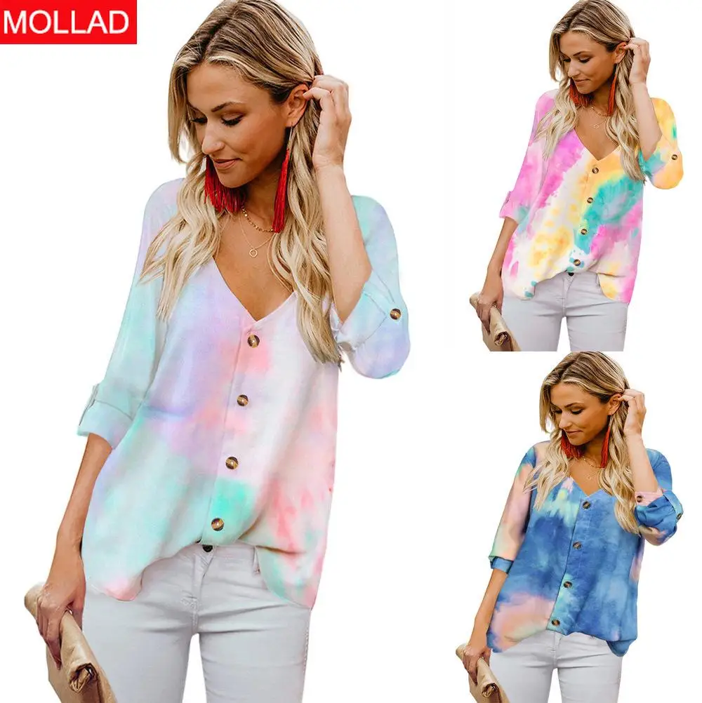 

Новинка Осень 2021 Европейская и американская рубашка женская однобортная Повседневная рубашка с V-образным вырезом