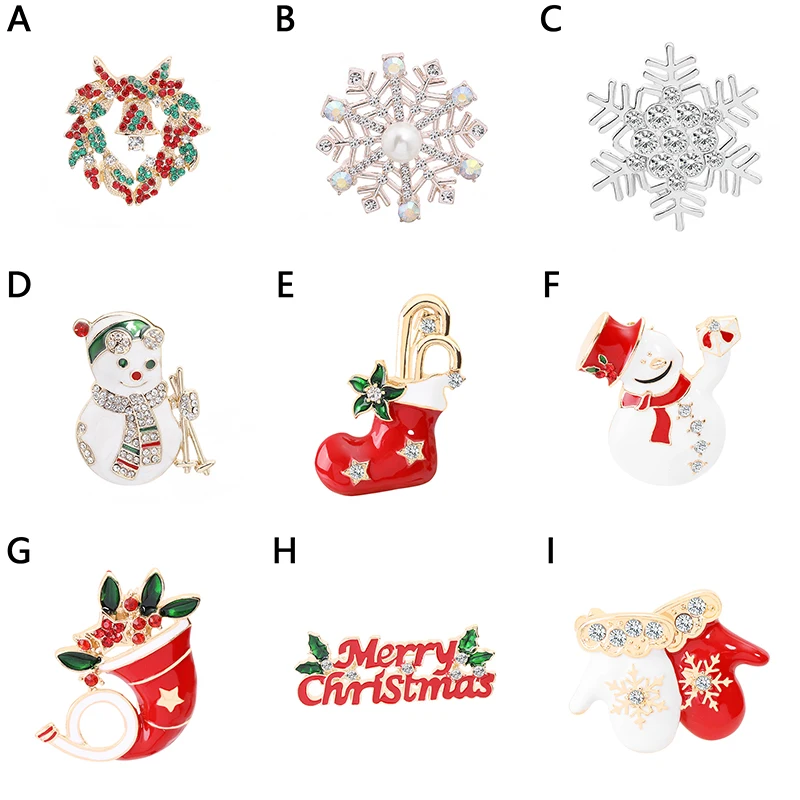 

Shiny Christmas Brooch Pin Snowman Santa Claus Boot Garland Fashion Luxury Jewelry Gift Christmas Decoration Brooches Charming