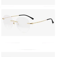 new round ultralight rimless metal spectacles frame mens fashion retro eyeglasses ladies safety screwless myopia eyewears 7057