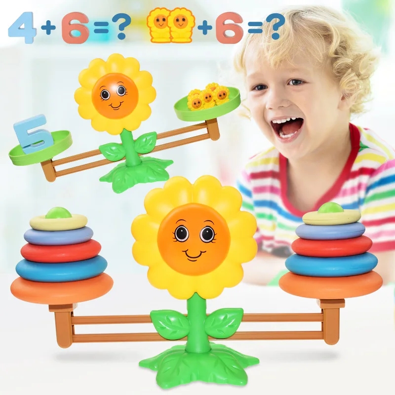 

New Sunflower Balance Toy, Educational Early Education Digital Addition And Subtraction Balance Toy Balance Calculation Game