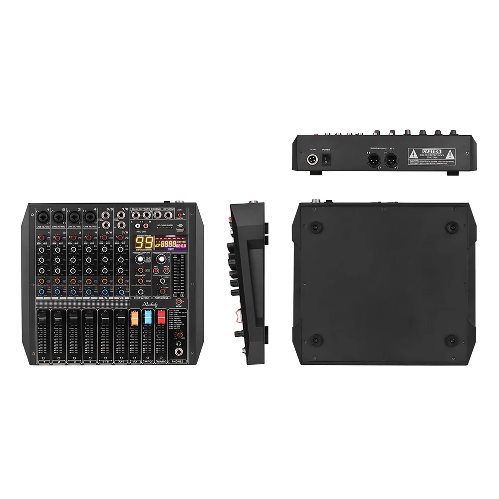 Muslady ER-800 микшерный пульт 8-канальный смеситель встроенный 99 dsp-эффекты 48В поддержка подключения BT