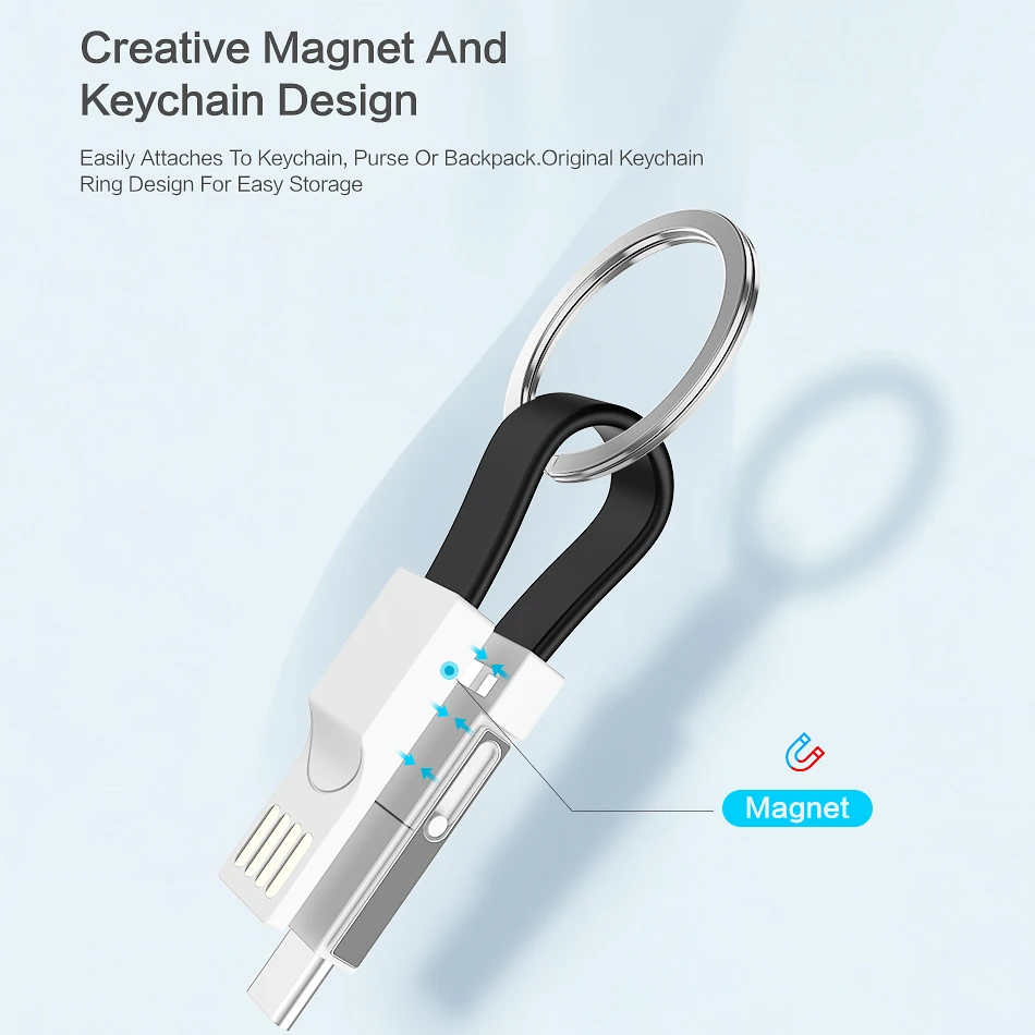 3 в 1 USB кабель Micro Type C 8 Pin для iPhone 11 Pro XR X Samsung Huawei 3A Mini брелок зарядные кабели|Кабели