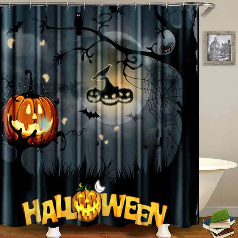 

New Halloween Shower Curtain Geometric shower curtain fabric 3d bathroom shower curtains bath curtain hooks waterproof repellent