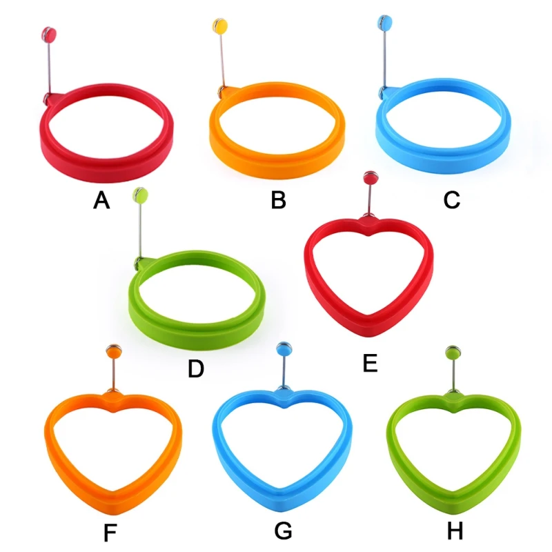 

Silicone Fried egg mold round Heart-Shaped Star Bear Flower Omelette Maker Molded Omelette Pancake Baking Shape with Handle