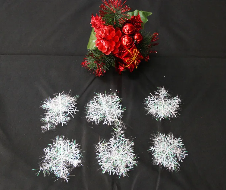 3Pcs White Plastic Fake Snowflake Christmas Party Hanging Pendants New Year Xmas Tree Ornaments Navidad Home Decoration