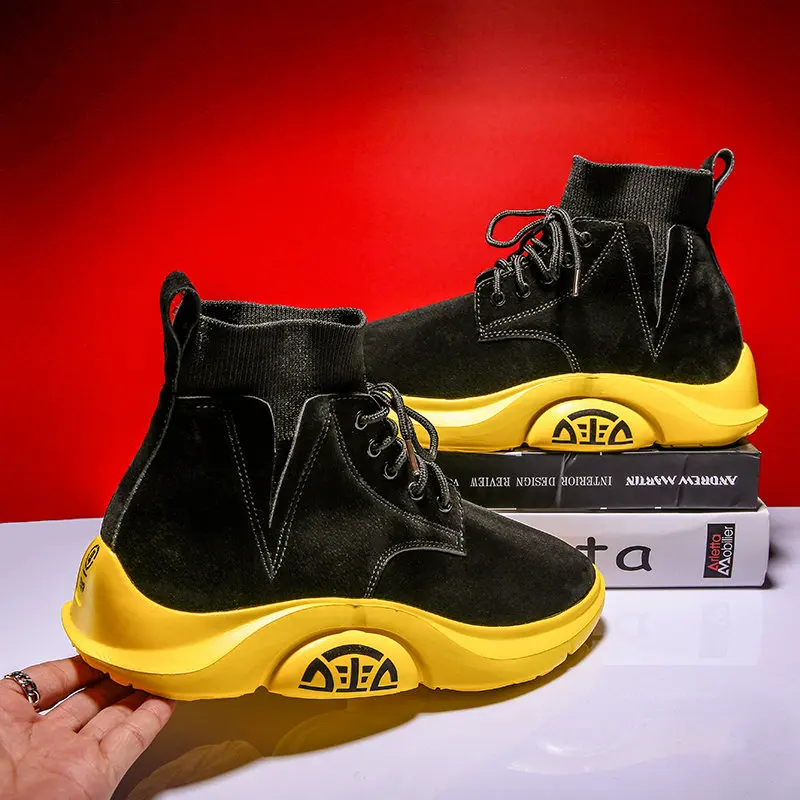 Мужская осенне зимняя обувь высокие ботильоны Удобная Повседневная парусиновая