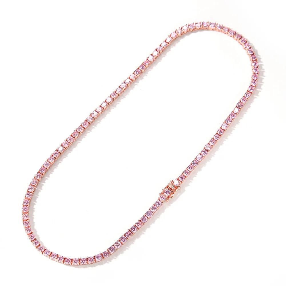 Хип-хоп 4 мм Iced Out Bling AAA Циркон 1 ряд теннисная цепочка ожерелье Мужская мода дикие