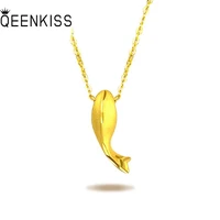 qeenkiss nc509 fine jewelry wholesale fashion woman girl birthday wedding gift dolphin shape 24kt gold slim pendant necklace