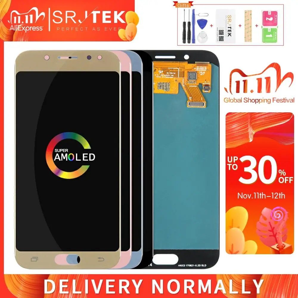 

AMOLED экран для Samsung GALAXY J5 2017 J530 дисплей J530F LCD J530F Дисплей сенсорный дигитайзер стекло в сборе рамка J5 2017 LCD
