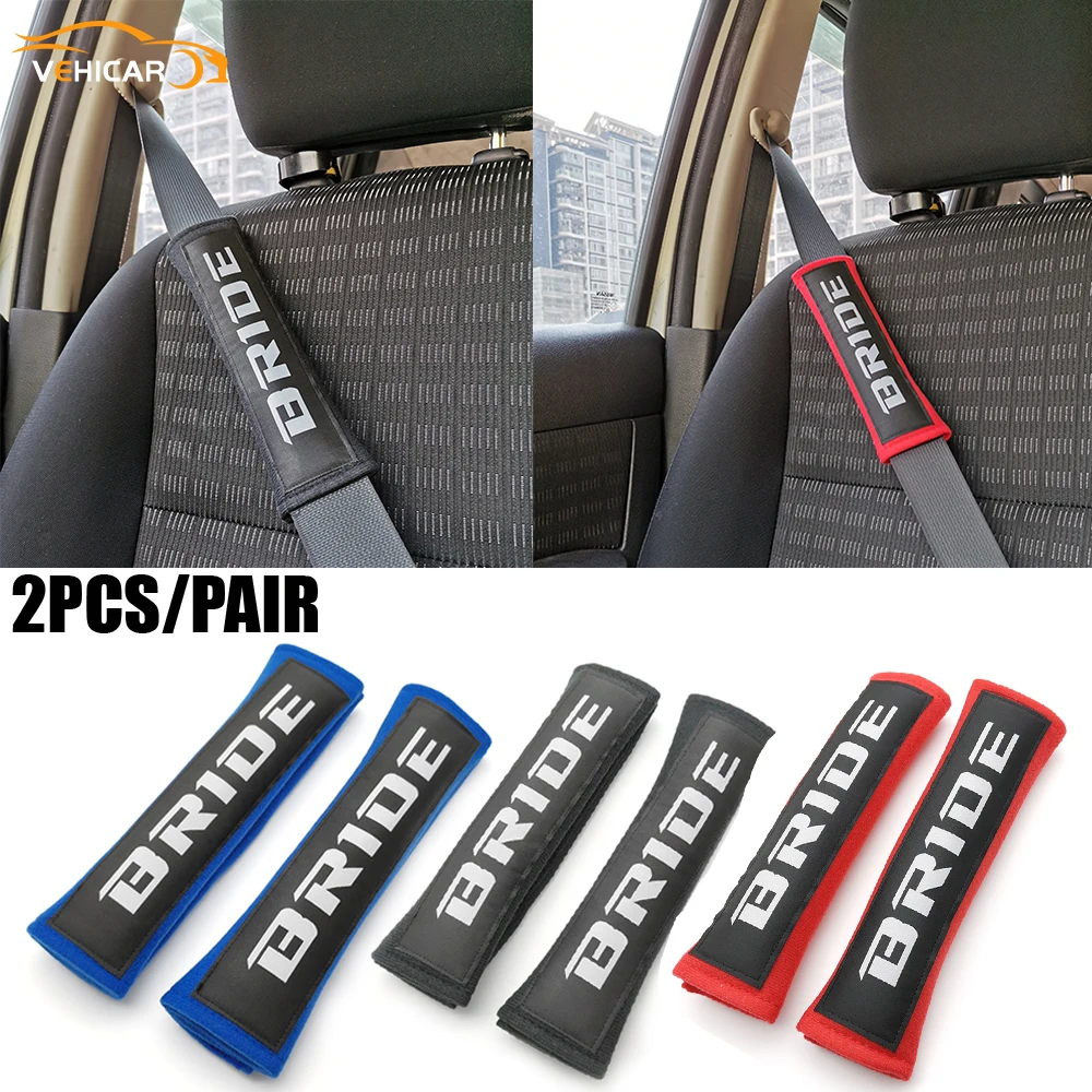 VEHICAR 2PCS JDM Style BRIDE Cotton Seat Belt Cover Soft For JDM Vehicle Accessories Driver Shoulder Protector