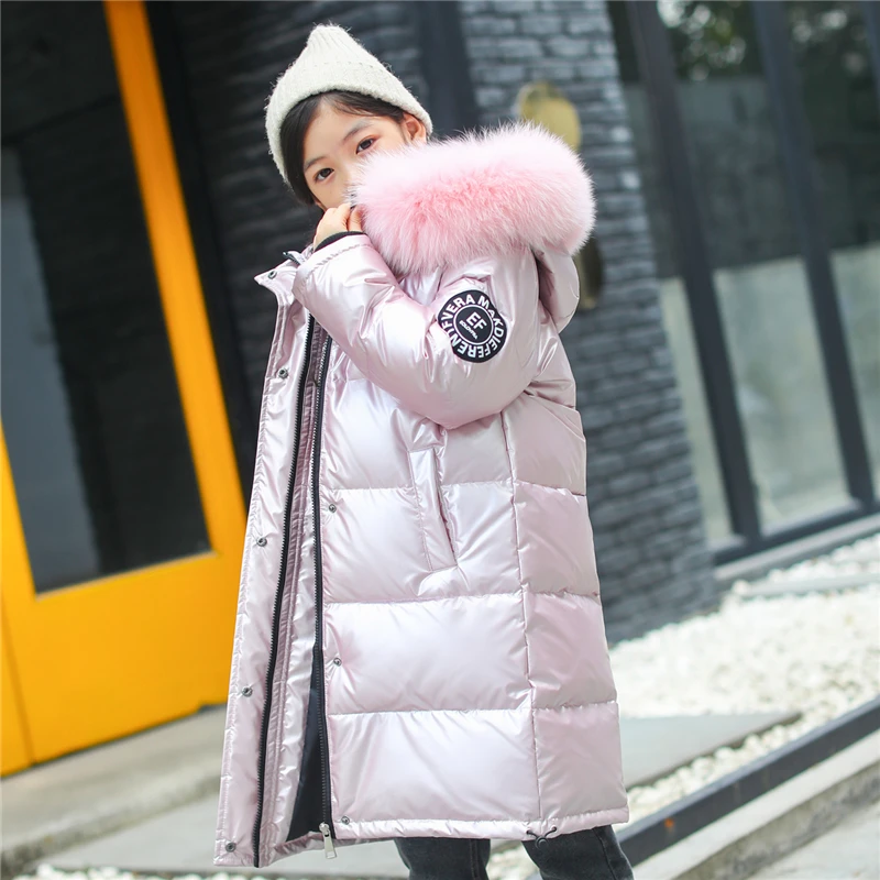 Модные пуховые куртки для девочек Теплые Водонепроницаемые Детские Пуховые