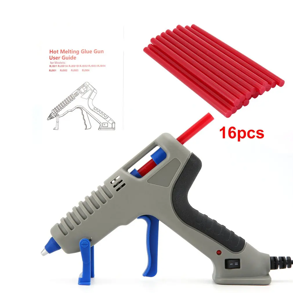 red RJ802 термоклеевой пистолет с клеевым стержнем для DIY ручной работы, инструменты для ремонта игрушек, электрические термоклеевые пистолеты - Цвет: red