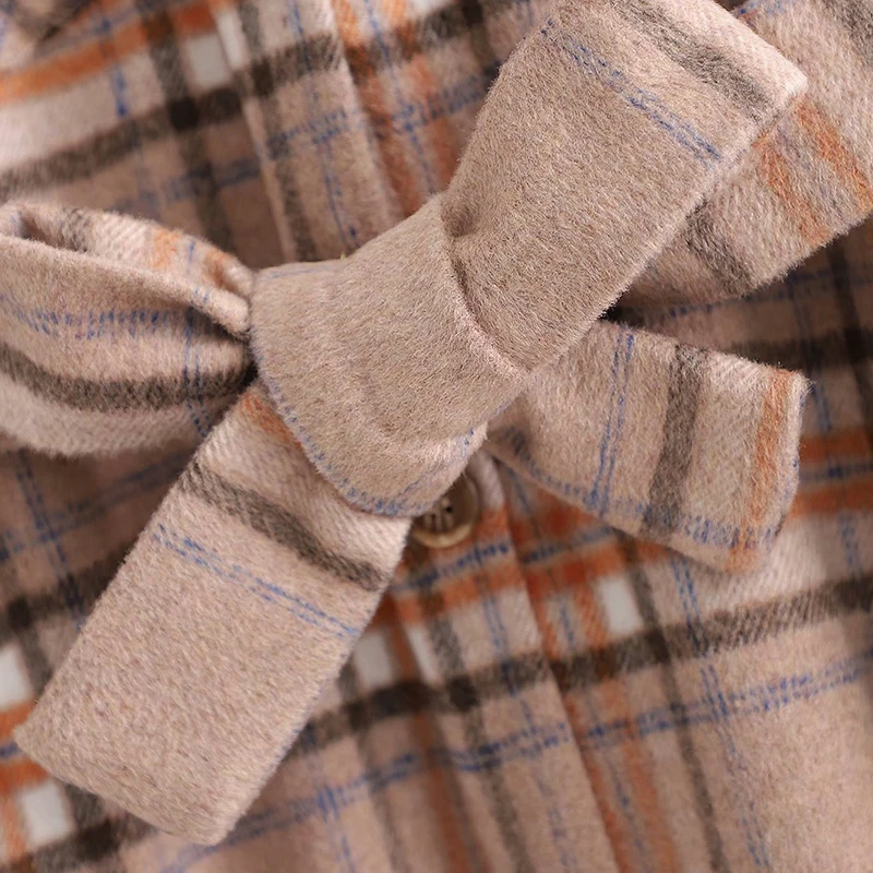 

2020 Autumn Winter Woolen Coat Women's Plaid Clothing Fashion Women Jacket Loose Belt Long Overcoat Female Casual Wool Coat