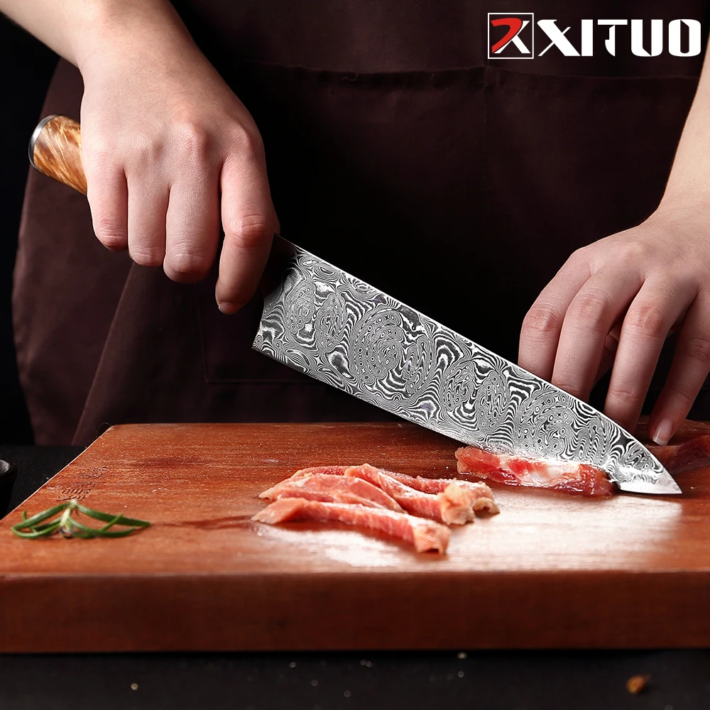 Нож шеф-повара из дамасской стали XITUO VG10 кухонный нож мясника для очистки овощей