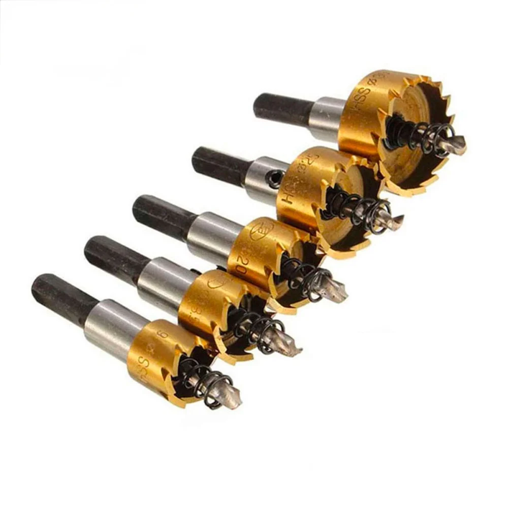 BINOAX 5 Pcs Carbide Tip HSS Drill Bit Saw Set Metal Wood Drilling Hole Cut Tool for Installing Locks 16/18.5/20/25/30mm