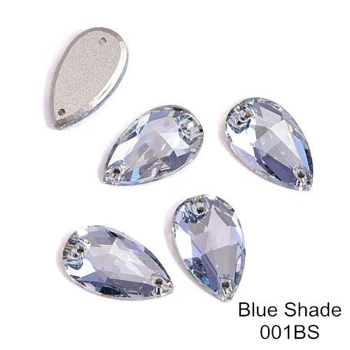 Blue Shade 24 шт./лот AAAAA качество каплевидные стеклянные стразы блеск пришить стразы Красочные стразы для шитья свадебное платье B3408 - Color: Blue Shade