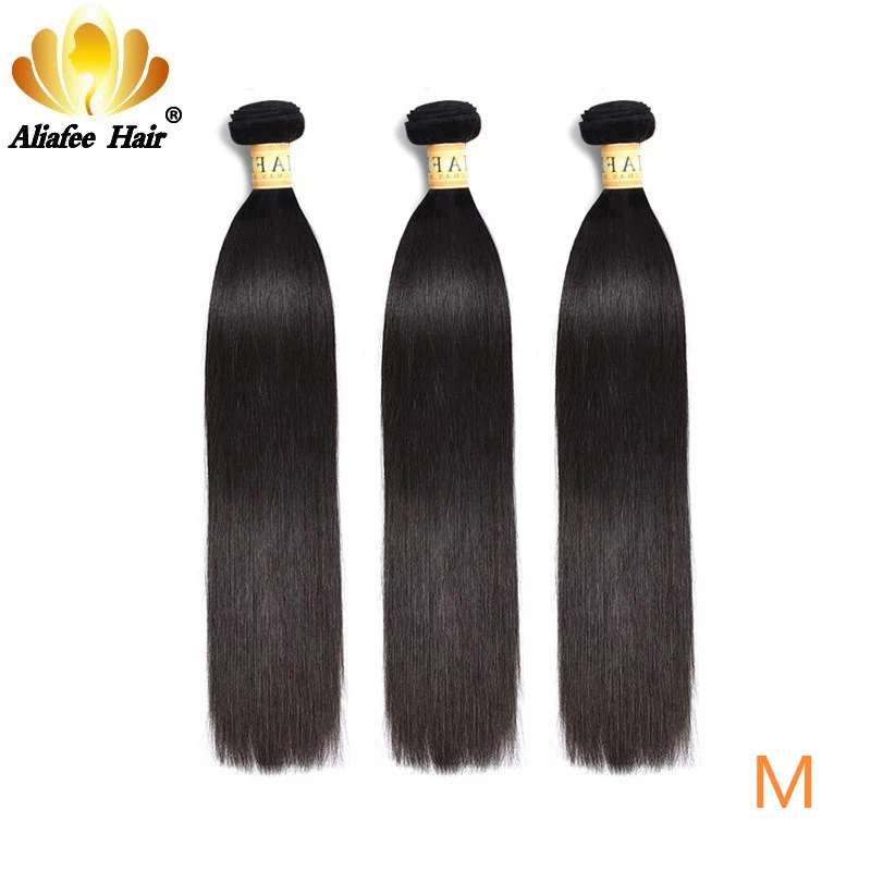 Aliafee бразильские прямые волосы пряди натуральный цвет 100% человеческие волнистые