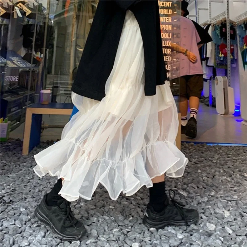 

Сетчатая юбка, новинка сезона осень-зима 2021, приталенная Темпераментная Женская юбка средней длины с высокой талией в Корейском стиле