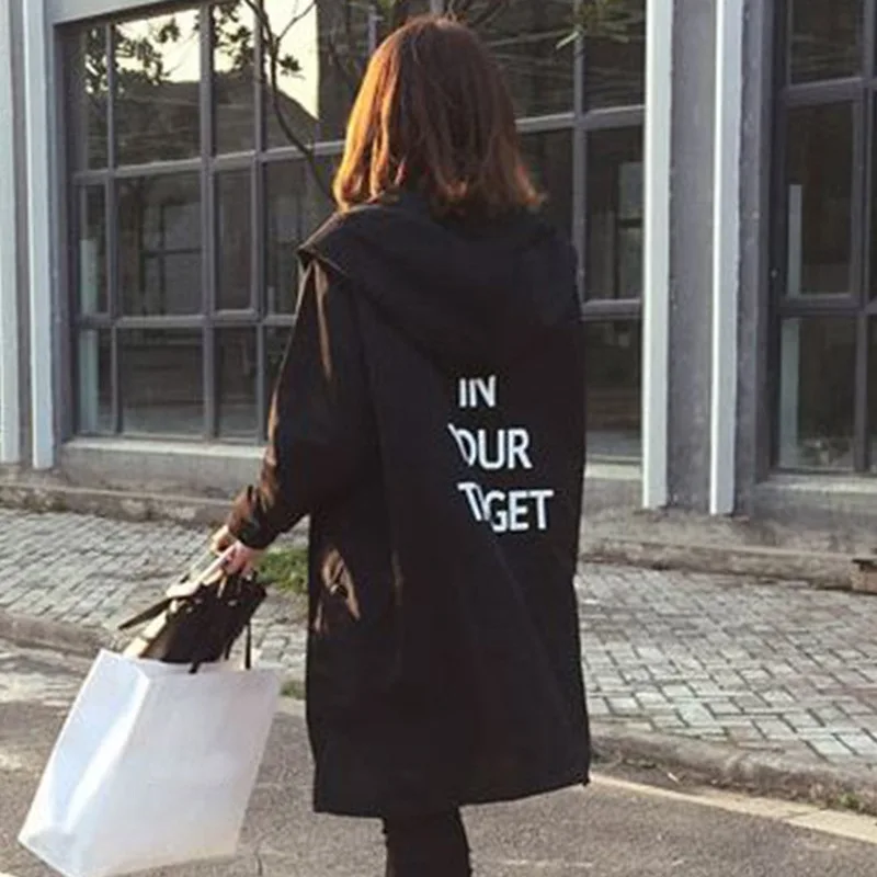 Женский Повседневный Тренч с длинным рукавом и капюшоном длинное пальто