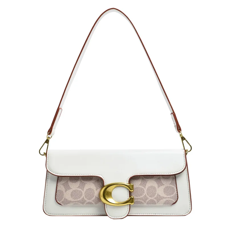 

Bags for Women 2021 New PU Leather Hit Color Women's Shoulder Bag Fashion Texture Metal Buckle Handbags Luxury Designer