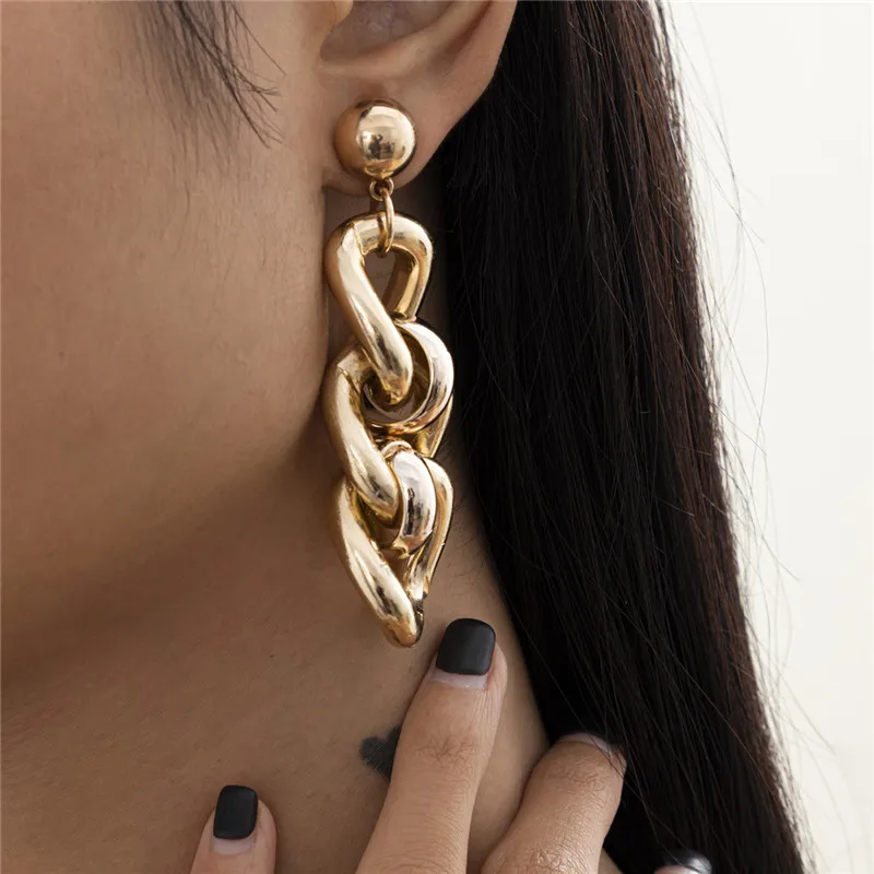 

Punk Rock Drop Earrings for Women Trendy Party Wedding Link Chain Statement Cartilage Earrings Jewelry Gift
