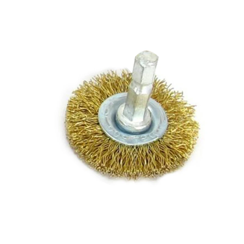 

5 Pc Circular Brass-Coated Wire Wheel Brush Drill Attachment Deburr Rust Removal