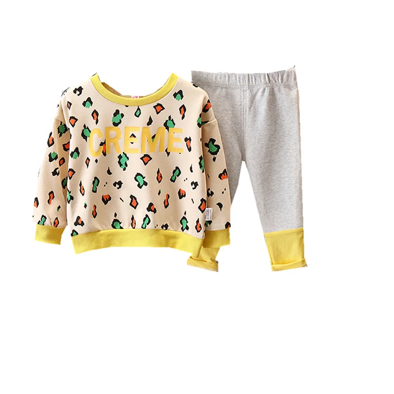 

Girls' clothes spring and autumn new girls' suits fashion letter printing long sleeves and pants 1 2 3 4 5 6 years kids outfits