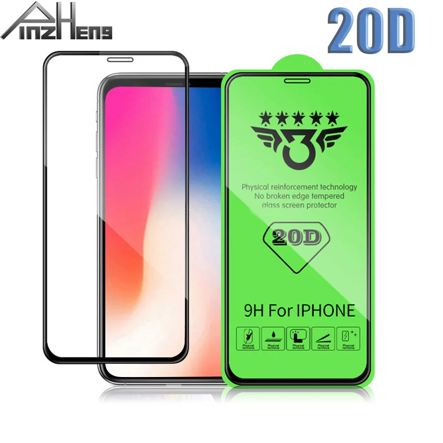 20D полное покрытие закаленное стекло для iPhone 6 7 8 Plus X XR XS MAX Защитная пленка