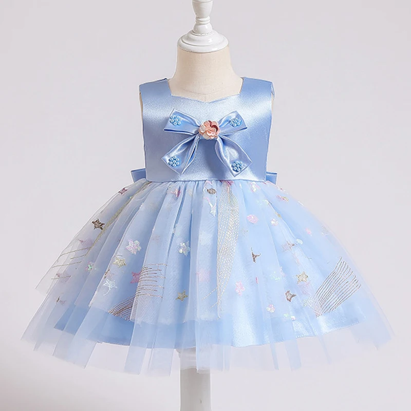 

Newborn Infant Girls Clothes Embroidered Flowers Princess Dresses for Baby Girls 1st Birthday Baptism Party Tutu Tulle Dress 6M