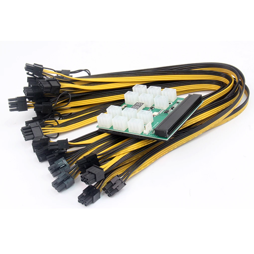 

Breakout Board Adapter 12pcs 6P Male to (6+2)8P Male Power Cable 12V PCI-E Power Supply Circuitboard For HP GPU Mining Ethereum
