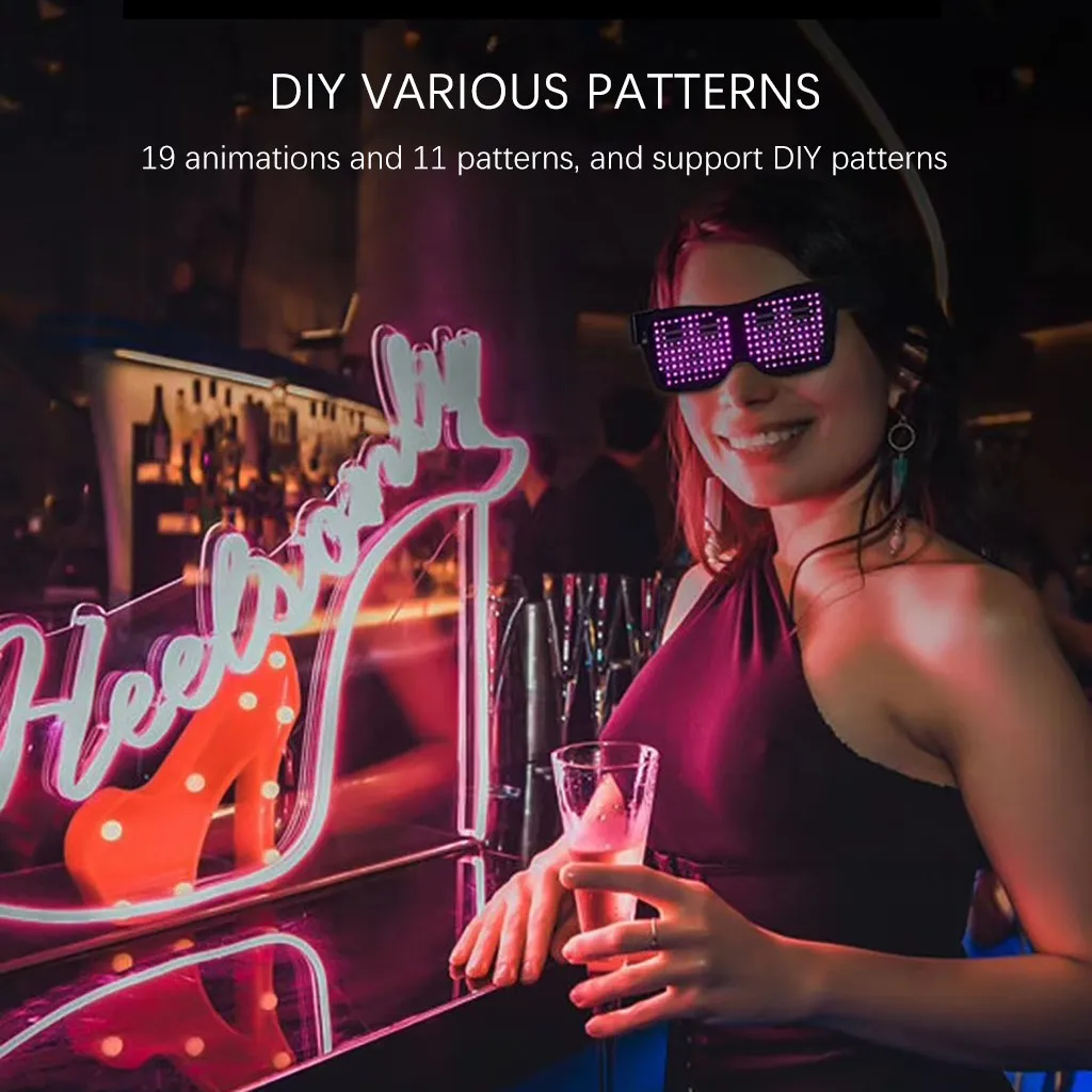 

Stand By BT APP LED Light Up Sunglasses Shades Flashing Blin Glow Glasses Party Novelty Funny Toy Fidget Toys Luminous Eye Gifts