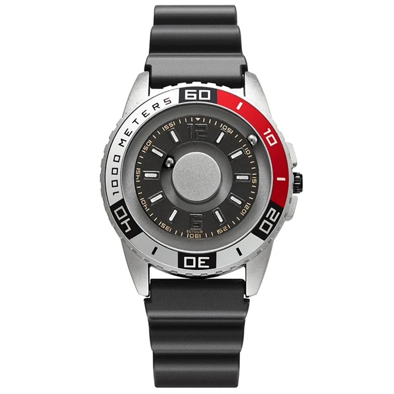 Magnetic Bead Dial Мужские часы с магнитными бусинами, черные, серебристые, многонациональные, магнитные, с шариковым циферблатом, мужские резиновые военные спортивные мужские наручные часы Reloj - Цвет: Magnetic Bead Dial
