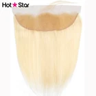 Светлые прямые человеческие волосы, от уха до уха, с фронтальной застежкой, с детскими волосами, 8-20 дюймов, 613