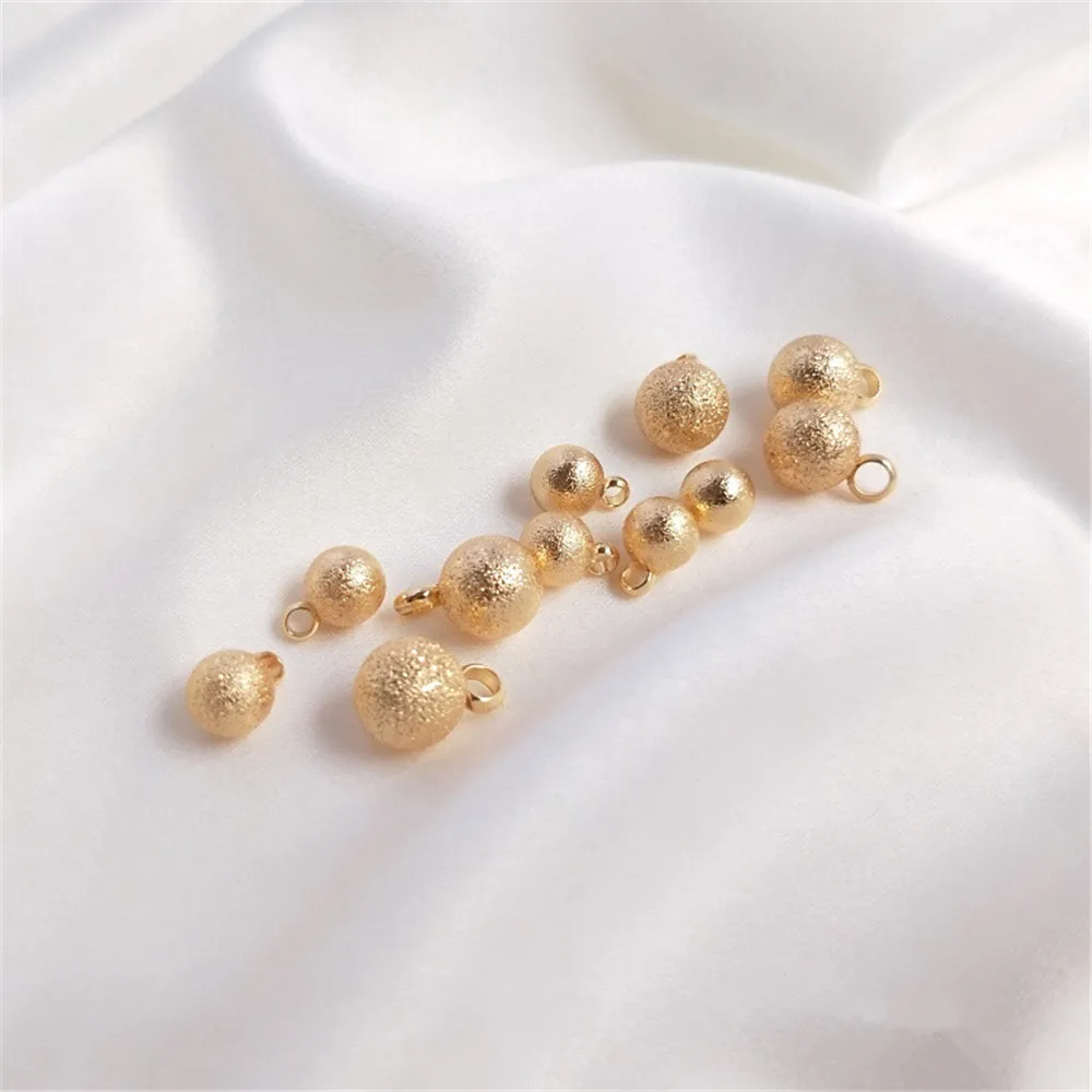 

14K Gold Plated Flash sand small hanging beads frosted beads pendant DIY bracelet necklace earrings jewelry accessories