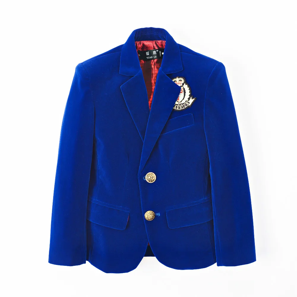 YuanLu/Детские костюмы для мальчиков однобортный бархатный блейзер пиджак
