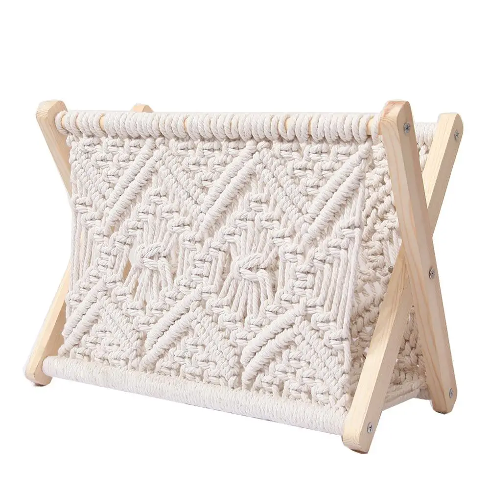 macrame magazine rack small boho books newspapers holder organizer northern europe rustic style storage rack free global shipping