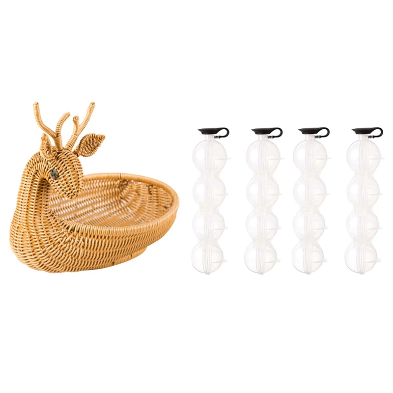 

Household Handmade Storage Basket With 4 PCS Silicone 4-Cavity Ice Square Maker Form