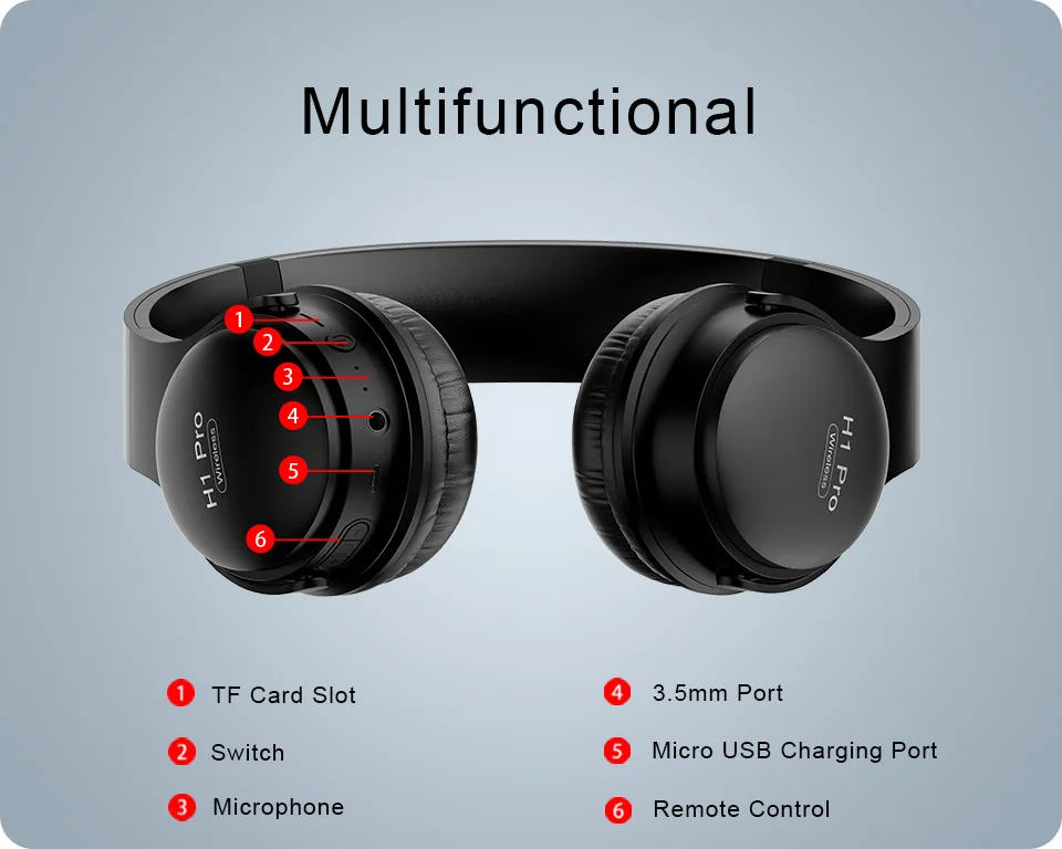 AWI H1 Pro Bluetooth наушники Беспроводные Наушники Накладные наушники с шумоподавлением Hi-Fi стерео игровая гарнитура с микрофоном Поддержка TF карты