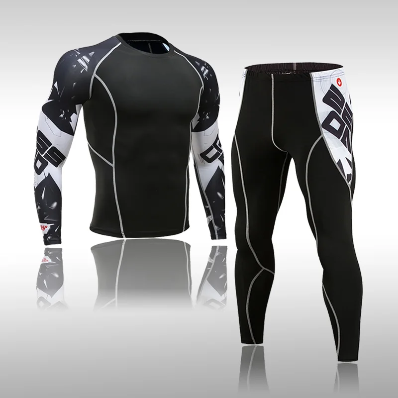 Термобелье мужское длинное нижнее белье компрессионная одежда фитнес рубашка