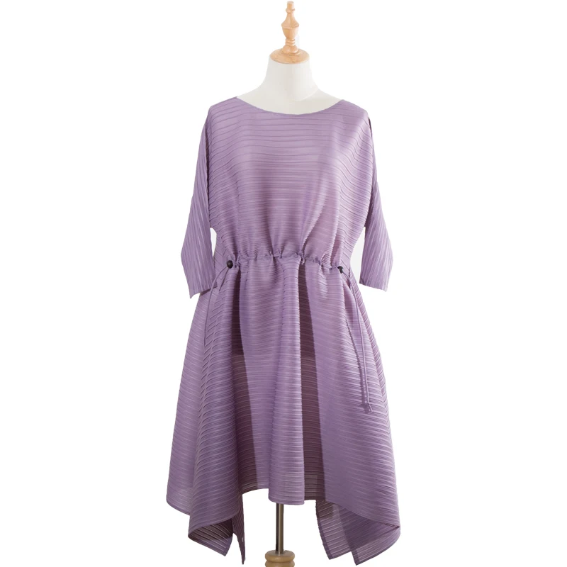 Женское длинное плиссированное платье трапеция miяка свободное облегающее
