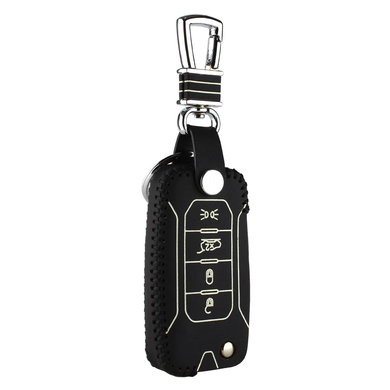 

Key Cover for Jeep Renegade 2016 leather car flip folding remote protect accessories key Free shipping