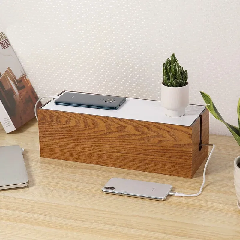 Купить Пасторальная простая деревянная гостиная офисная настольная Розетка Кабель отделочная коробка для хранения